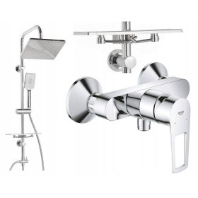   Grohe BauLoop premium stenska armatura za prho, krom + Invena Nyks nadometna tuš garnitura