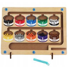   Magnetni labirint za učenje barv in številk, Montessori lesena igra za otroke