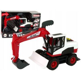 Rdeči gradbeni stroj s premikajočo se žlico