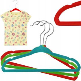   Obešalniki za otroke v mini velurju - Komplet 30 kosov, različni odtenki modre, rdeče in zelene