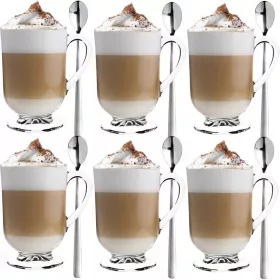   Set 6 visokokakovostnih kozarcev za Latte Macchiato s 6 dolgimi žličkami