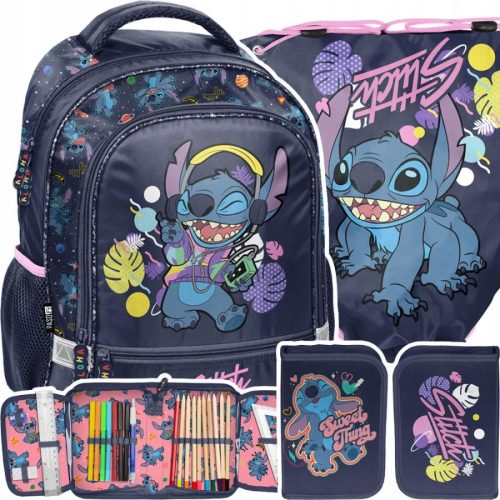 Večnamenski šolski nahrbtnik Lilo in Stitch Paso Odtenci vijolične, Odtenci modre, Večbarvni 19 l + 2 dodatna izdelka