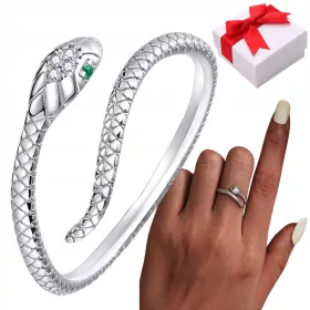 Nastavljiv srebrni prstan ZMAJ S925 + darilna škatla