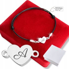   Srebrna zapestnica z graviranim srcem 925, nežna in elegantna