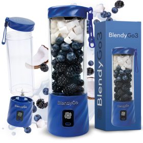   BlendyGo 3 Mini Skodelicni Mešalnik Smoothie Mixer 250 W USB Modre Barve