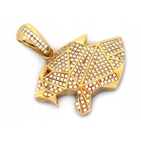 Velik zlat obesek s panterjevo glavo in cirkoni
