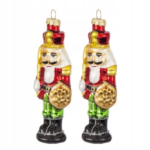 Stekleni novoletni obesek - Hrestač 15 cm, komplet 2 kos.