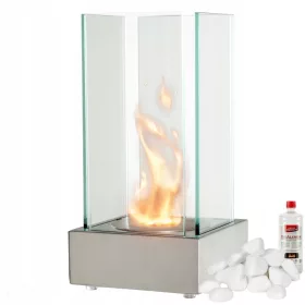   LiLiMo Premium biokamin PAHUNU - ekološki kamin srebrne barve + darila