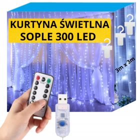 LED SVETLOBNA ZAVESA GIRLANDA SOPLE 300 LED ZA OKNO