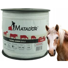   Tašma Matador MTR060R za električne ograje za konje 20mm x 200m bela