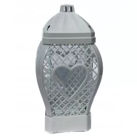   Lampion za sveče Srček Glamour Odprto Srce Velik BEL 37 cm + GRATIS VLOŽEK
