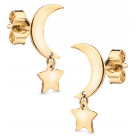  ZLATI VISEČI UHANI Z LUNO IN ZVEZDO, 585 14KT