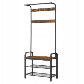   Vasagle Garderobna omara za čevlje s sedežem 72 x 183 x 33,7 cm - Rustikalno-moderno industrijsko oblikovanje