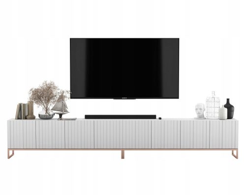 TV komoda Glamour Lux, mat bela, 300 cm