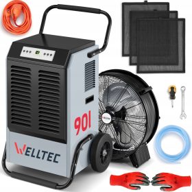   Welltec DHX90 Profesionalni Osuševalec Zraka za Gradbene Prostore do 180m2 | 90l/24h | Črpalka | + Ventilator