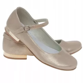   Elegantne balerinke za deklice zlate barve MIKO OM50, ekološko usnje, št. 34