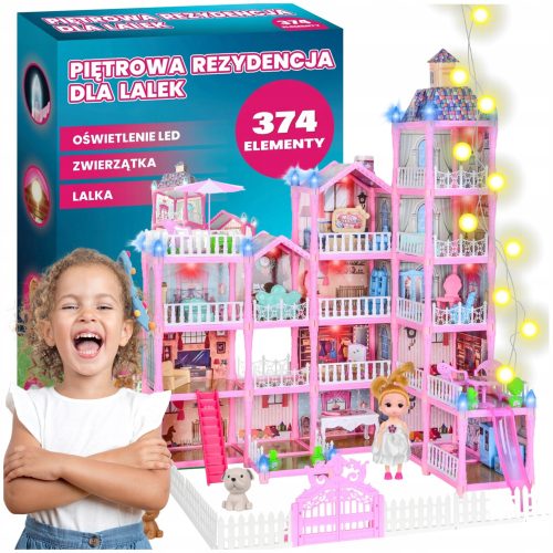 DOMEK ZA LUTKE VELIKI DOM S LED LUČJO + PESOVO POMOŽNO PREDMETJE 374 kosov