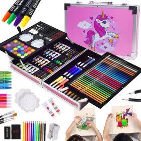 Zabavni komplet za risanje za otroke v kovčku 145 kosov