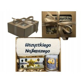   Darilni komplet za rojstni dan 18-70 s kozmetično torbico, brisačo, skodelico in čokolado