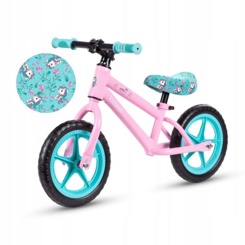Kidwell MUNDO 12" ravnotežno kolo za deklice, roza, turkizna