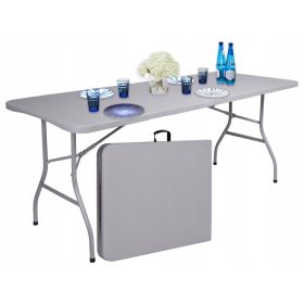   Miza za catering eHoker Rattan, skladna v kovcek, siva, 180 cm