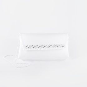   Obhajilna torbica iz satena s koralnimi detajli in trakom za nošenje čez ramo