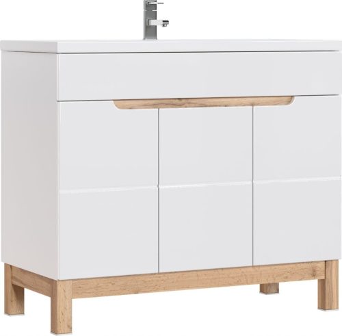 Bela kopalniška omara Comad Bali 3D za umivalnik 100x46x84 cm