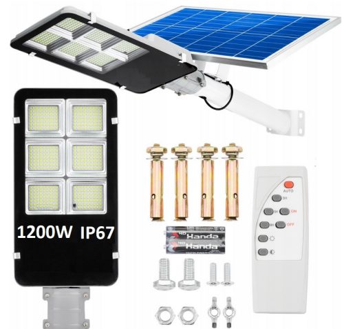 Sončna ulična svetilka 1200W 120000 lm s solarnim panelom in ročajem