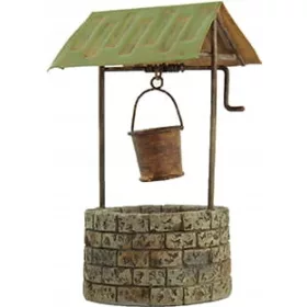 Fountain with Roof and Bucket - Hand-Painted Resin Figurine