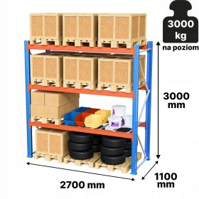 Kovinski regal za shranjevanje palet 300 x 270 x 110 cm