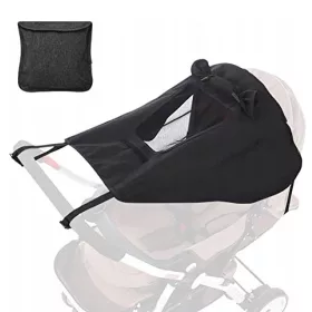 Sončna senčila za voziček UV UPF 50+ črna 1 cm premer