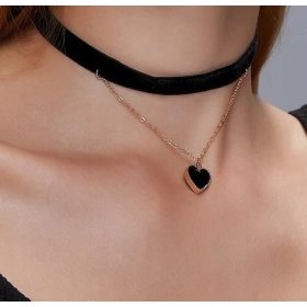  ČOKER OGRLICA, črno srce, čudovita žametna verižica
