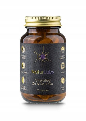 Chelatirani cink, selen in baker NaturLabs - 60 vegan kapsul za optimalno absorpcijo