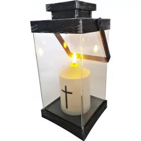 VELIKA BATERIJSKA LED LAMPIONA S VLOŽKOM ZA SVEČE