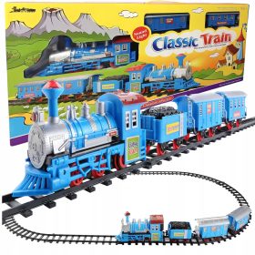 ELEKTRIČNA ŽELEZNICA MODRI VLAK TIRI VOZIČKI