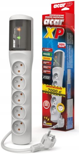  Acar XProtector 3m podaljšek, 5 vtičnic, anti-surge, siva