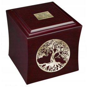    Lesena žara za pepel, drevo življenja, pogrebna žara za človeški pepel