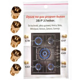   Komplet plinskih šob za plinske kuhalne plošče Amica, Beko, Gorenje, Whirlpool