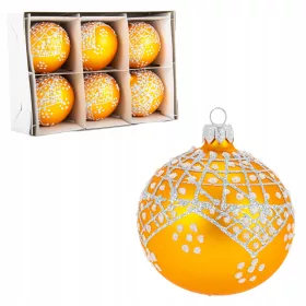   Luksuzne ročno izdelane steklene kroglice za božično drevo 8 cm - Zlati set, 6 kosov