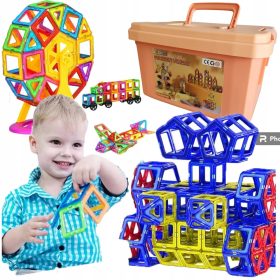 MAGNETNI KOCKI Z GRADBENIM PANELI + VRTAVIČNO KOLESO