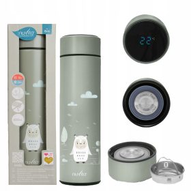   Zelena termo skodelica Nuvita za otroke s termometrom LED 0,5l