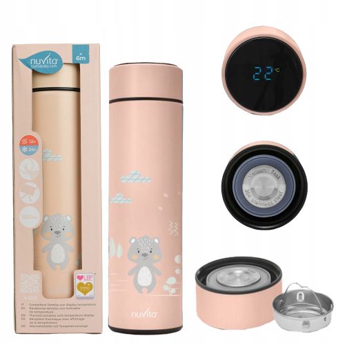 Nuvita Slovenija Termovka z LED termometrom Šampanjec 500 ml