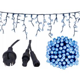   SOPLE 240 LED 15M zunanja svetlobna zavesa s konstantnim in utripajočim modrim svetlobnim efektom