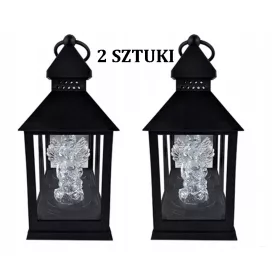 LED sveča z angelom Cortina 23 cm črna
