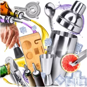   Zestaw barmana za pripravo pijač, 12-delni stresalnik 750 ml, muddler, jigger, stojalo za sito