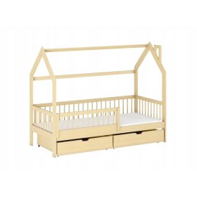 Lesena postelja Domek OSCAR 90 x 200 cm, brezbarvna