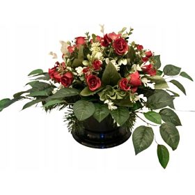 Nagrobni okras vrtnica v elegantni misi 45x50 cm