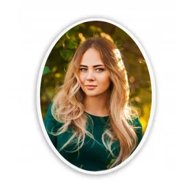 Ovalna barvita nagrobna fotografija 8x11 brez črte