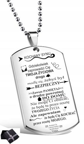 NASZYJNIK Z GRAVIRANJEM ZA SINA