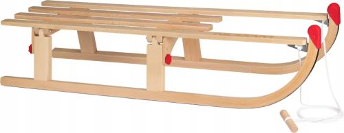Zložljive lesene sani z vrvico in ročajem za otroke in odrasle | Trpežne in praktične sani NIJDAM 90kg 110cm